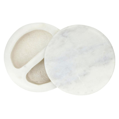 Santa Barbara Design Studios Salt Cellar - Handcrafted Marble Salt Dish with Lid, 3" Diameter x 2" Tall, White Grey