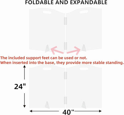 Clear Acrylic Dog Gate for Indoor Use – 2 Panel Pet Gate for Doorways, No Drilling, Foldable Dog Barrier,Foldable Doggy Cat Fence with Support Feet for Home, Stairs, and Puppy Playpen
