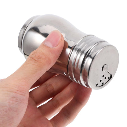ELAYARD 2Pcs Castor Travel Shakers Mini Spice Jars Travel Salt Container Metal Salt ShakerSalt and Sugar ShakersTravelSaltShaker Mini Stainless Steel Silver