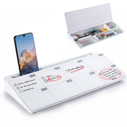 TSJ OFFICE Desktop Whiteboard Dry-Erase-Board - Computer Keyboard Stand White Board Surface Pad with Drawer, Desk Organizers with Accessories for Office, Home, School Supplies