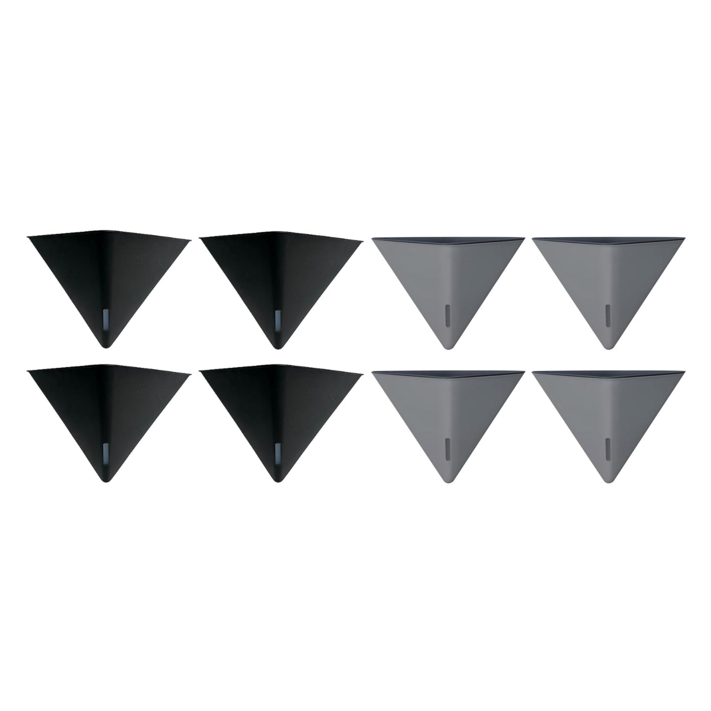 LaLaGreen Bundle - 12" x 4 Pack Black + 12" x 4 Pack Gray Large Self Watering Geometric Hanging Flower Vase Vessel with Metal Hanger, Modern Stylish Wall Mounted Succulent Pot Holder Decor
