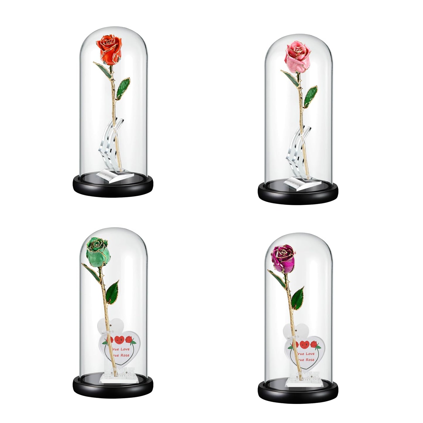 OLEKURT 13" Glass Display Dome Cloche with Wood Base, Cloche Bell Jar for Gold Dipped Rose, Antique Collectibles,Figurine, DIY Snow Globes, Plant