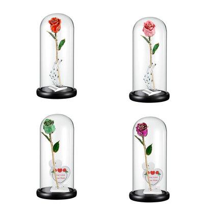 OLEKURT 13" Glass Display Dome Cloche with Wood Base, Cloche Bell Jar for Gold Dipped Rose, Antique Collectibles,Figurine, DIY Snow Globes, Plant