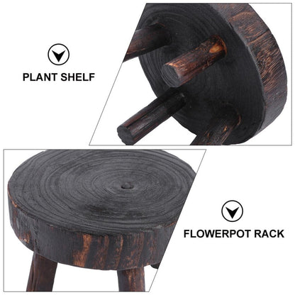 Cabilock Solid Wood Flowerpot Rack 6.69X6.69X3.54 Inch Indoor Plant Stand Decorative Rack for Balcony Garden Living Room with Rustic Natural Finish