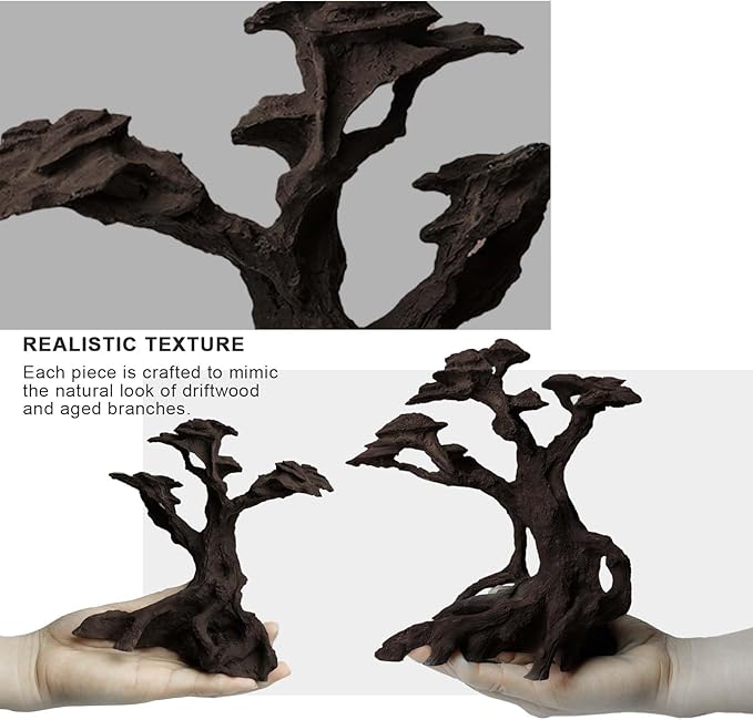 FZONE Resin Aquarium Driftwood, Aquarium Tree Decoration for Nano Aquascaping and Hardscape