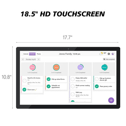 TouchWo 15.6 to 27 inch Touchscreen Digital Calendar & Wall Planners, Smart Whiteboard Calendar for Chore Chart & Work Schedule, Built in Speakers and Camera, Include Wall Mount & Desk Stand (18.5-inch)