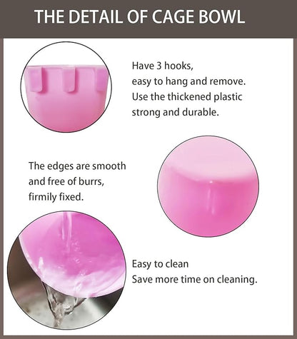 10 Pack Cage Cups Birds Feeders Seed Bowl Chicken Feeding Watering Dish Rabbit Water Food Hanging Wire Cages Box 8oz Coop Cups for Pet Parrot Parakeet Gamefowl Poultry Pigeon (Pink)