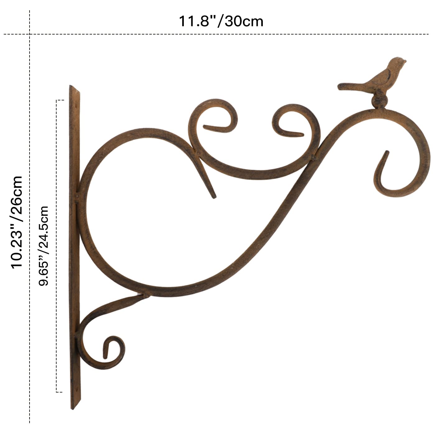 Lewondr Wall Hanging Plant Bracket,2 Pack 12-inch Retro Iron Metal Wall Hanger for Hanging Plant Flower Bird Feeder Planter Indoor Outdoor,Retro