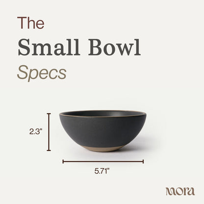 MORA Small Bowls Set of 4, 16oz Ceramic Pottery Dessert Bowls - Microwave, Oven and Dishwasher Safe - Liquorice