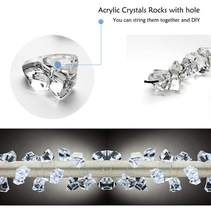 1000Pcs Vase Fillers, Crystal Beads Stones Crafts Small Clear Fake Ice Cubes Acrylic Rock Diamond Stones Clear Rocks Crystals Acrylic for Christmas Decor Home Wedding Birthday Decoration Arts & Crafts