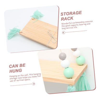 SOLUSTRE Plant Hanging Rack Wooden Bead Tassel Divider Decorative Wall Shelf for Decor