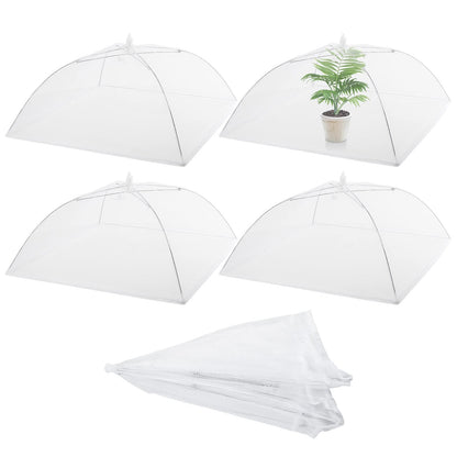 Sawysine 4 Pack Mesh Plant Cover Reusable Screen Cloche Dome Plant Protector Tent Collapsible Umbrella for Outdoor Garden Greenhouse Vegetable Flowers Strawberry from Animals(17 x 17 Inch,White)