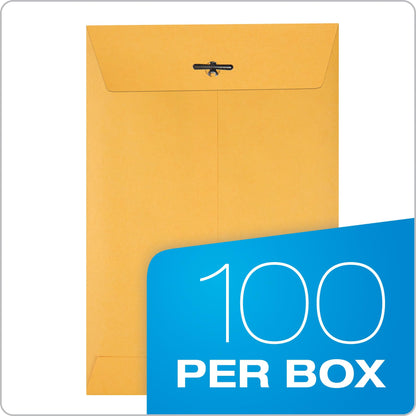 Quality Park 6x9 Clasp Envelopes, Extra Heavyweight 32 lb. Manila Kraft Envelopes, Gummed Seal and Clasp for Storing or Mailing, 100/Box (QUA37755)