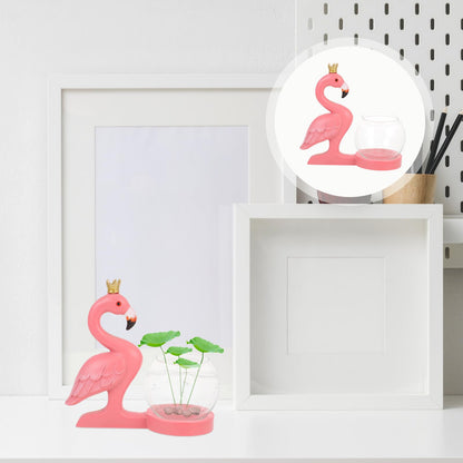 DECORNIJIA Flamingo Hydroponic Plants Vase Glass Desktop Plant Terrarium Flower Container for Home Décor Table Centerpiece