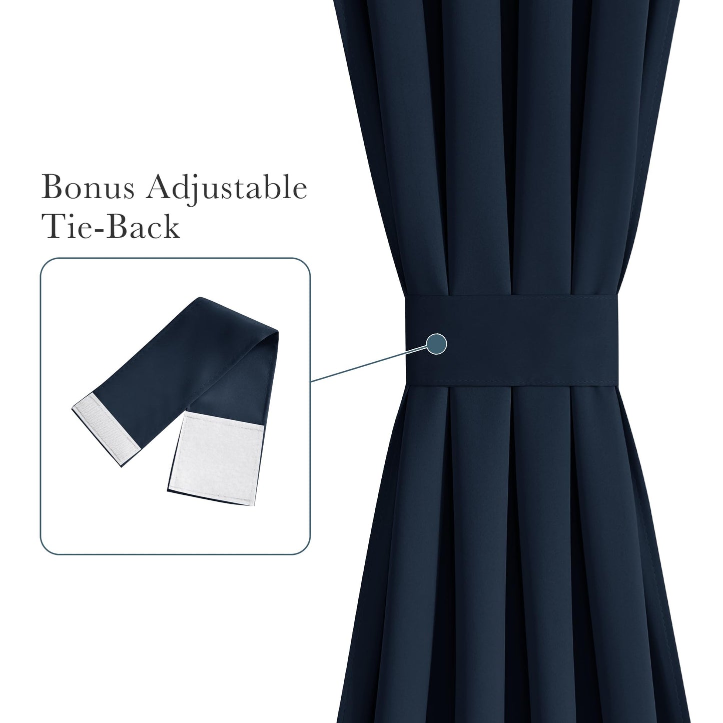PONY DANCE Navy Blue Back Door Curtains for Door Window, 100% Blackout Dual Rod Pocket Privacy French Curtain for Kitchen, Thermal Insulated Small Window Drapes for Classroom, W25 x L40, 1 Panel
