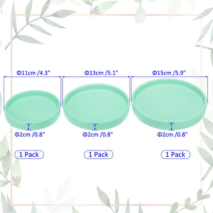 M METERXITY 3 Pack Planter Saucers - Ceramic Plant Tray Flower Pot Drip Trays Round Apply to Outdoor/Garden (4/5/6inch, Turquoise)