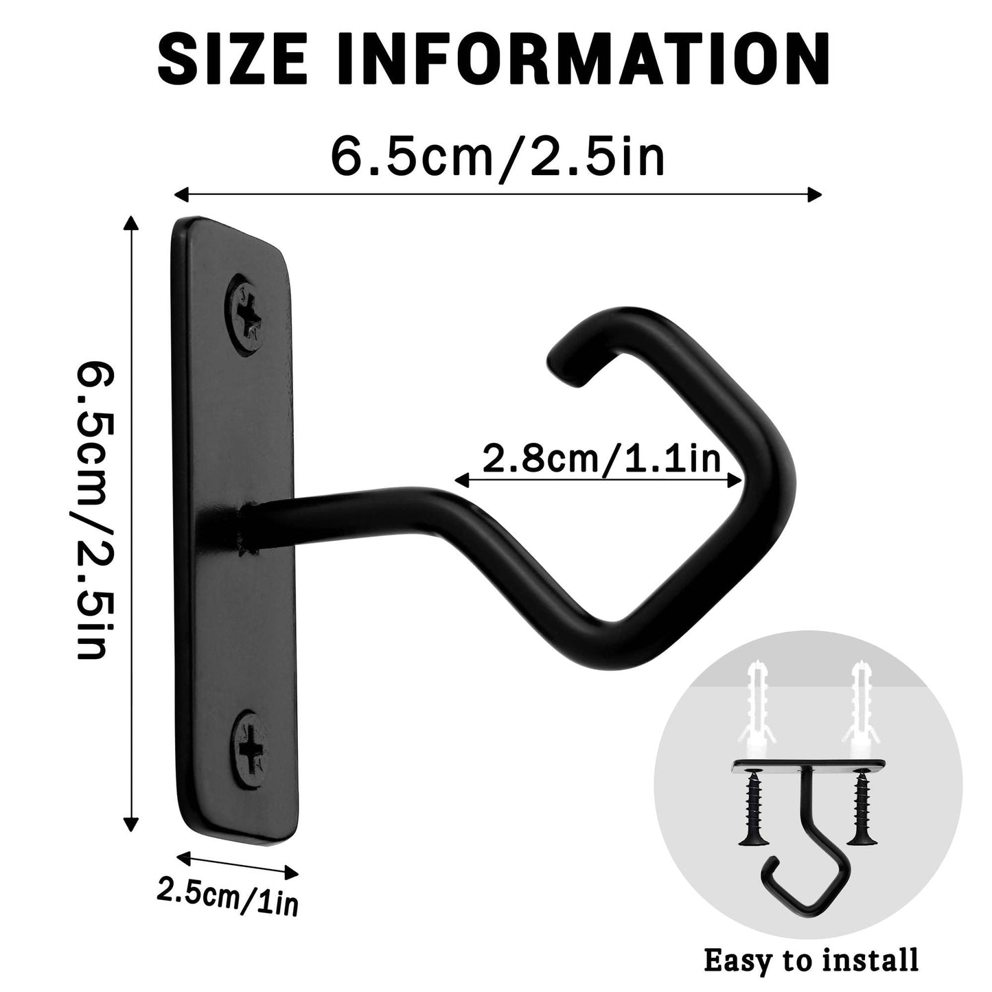 AJART Ceiling Hooks for Hanging Plants - Iron Plant Hanger for Wall Mount - 2 Pack/2.5 Inch Ceiling Hook for Indoor Use