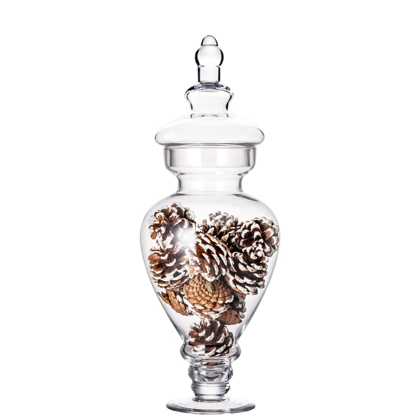 Large Apothecary Jars Glass, Clear Glass Candy Jar wiht Lids, Elegant Glass Candy Containers, Decorative Glass Jars for Wedding, Display and Party (Height: 15", Diameter: 6.7")