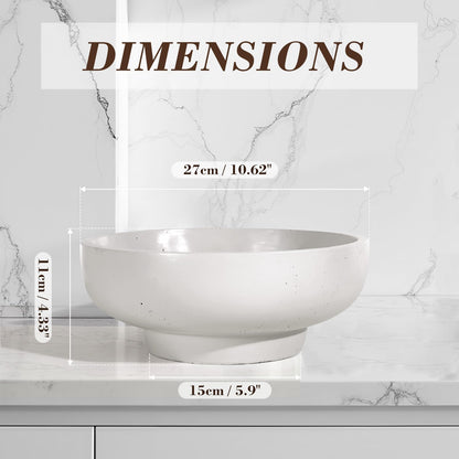 saiguomi Concrete Fruit Bowl for Kitchen & Entryway - 10.65" Large Modern Decorative Centerpiece Bowl with Non-Slip Pads, Handcrafted Solid Cement Bowl for Keys, Fruits, and Candy (LightGray)