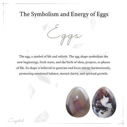 mookaitedecor Natural Orca Agate Crystal Egg Decor, Polished Geode Stone Egg with Acrylic Stand for Easter Home Tabletop Display, 60-75 mm High, 201-300g