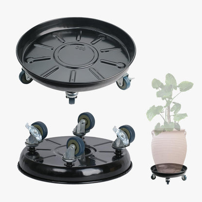 AyaLight 2 Pack Metal Plant Caddy With Wheels 12 Inch Black, Round Rolling Heavy Duty Plant Dolly, Heavy Plant Pot Mover Outdoors or Indoors, The Metal Wheel Can Rotate 360 Degrees or Lockable.