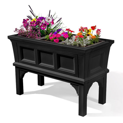 Step2 2-Pack 24" x 15.5" x 15.5" Atherton Square Planter Box and 39" x 24" x 19.5" Atherton Large Planter Box, Black