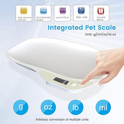 Small Digital Pet Scale for Dogs Cats, Max 33 lbs LCD Display Small Animal Scale, Multi-Function Mini Electronic Kitchen Food Weighing Scales, for Hamster Kitten Puppy Hamster Little Bird