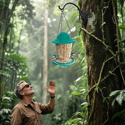 Small Bird Feeder - Durable Plastic Design, Easy Fill & Clean, Attracts Finches & Songbirds, Great for Outdoor Use in Yards, Porches and Decks