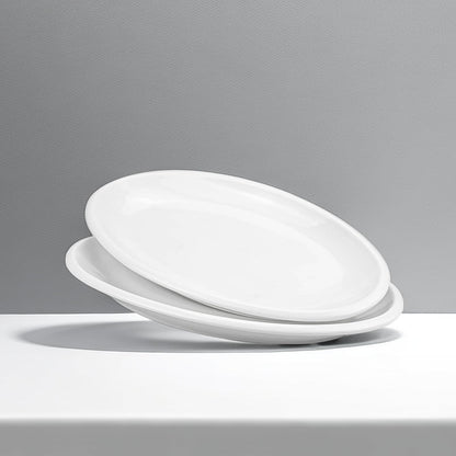 Yesland 2 Pack 16" Porcelain Large Oval Serving Plates, White Oval Serving Platters Dishes for Serving Food, Appetizers, Dessert, Meat, Sushi, Fish, Party