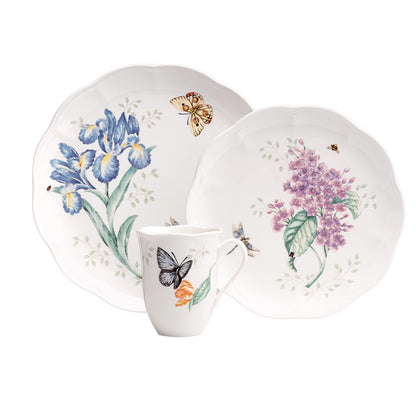 Lenox Dinnerware Set, Butterfly Meadow 18-Piece Set, Service For 6, White Porcelain, Butterfly And Flower Designs, Plates And Bowls Sets, Dishwasher Safe, Home & Kitchen (Assorted, 18 Pieces)