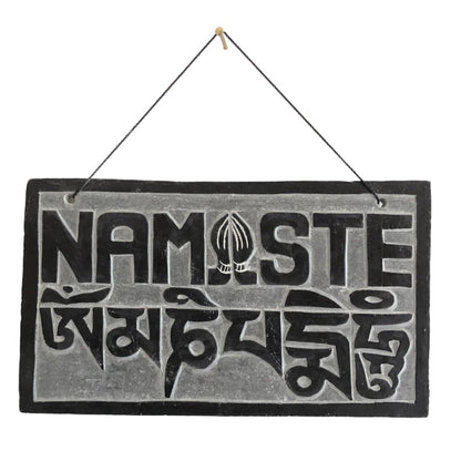 14cm / 5.5'' Fair Trade Nepalese Stone Om Sign namaste stone sign om padme welcome door hanger buddhist