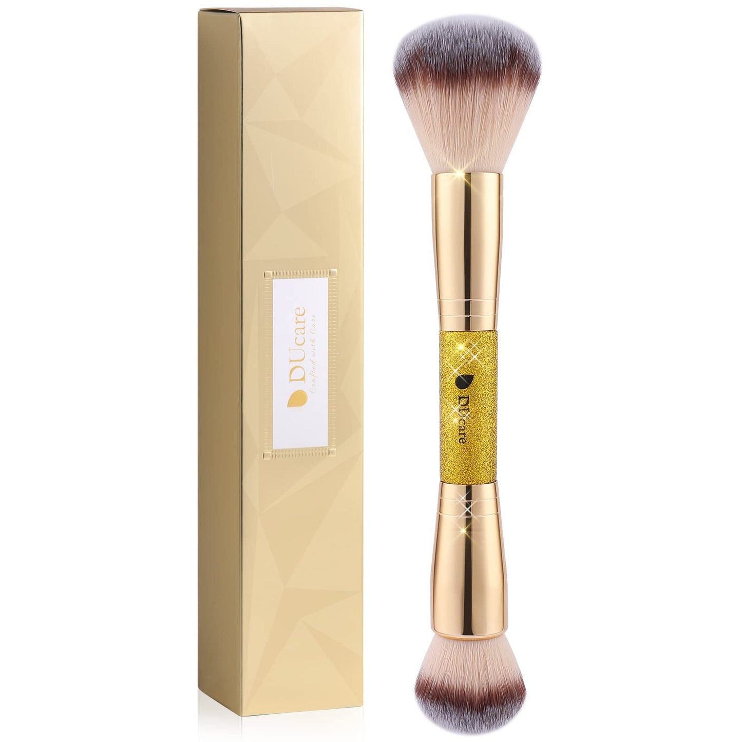 DUcare Foundation Brush Contour Bronzer Makeup Brush Double Ended Self Tanner Brush Sculpting Brush for Blending Liquid Powder Concealer Cream Cosmetics Blush Buffe