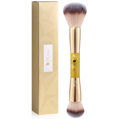 DUcare Foundation Brush Contour Bronzer Makeup Brush Double Ended Self Tanner Brush Sculpting Brush for Blending Liquid Powder Concealer Cream Cosmetics Blush Buffe