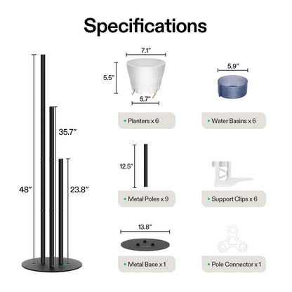 VIVOSUN Metal Plant Stand, 6-Tier Tall Vertical Planter Tower with Self-Watering Planters, Modular Shelf for Indoor & Outdoor Use