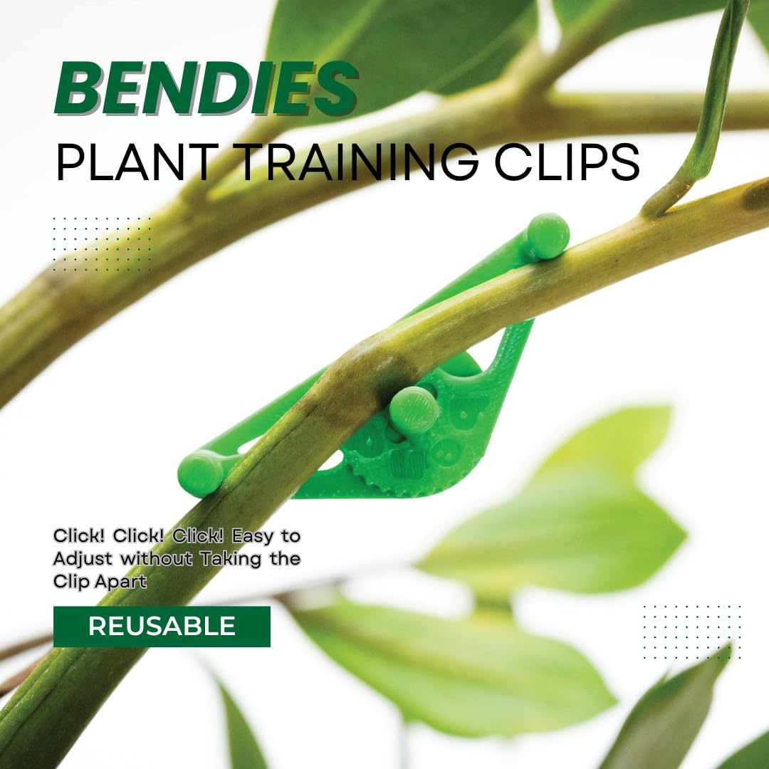 Bendies LST Plant Training Clips 50 Pack - v2.0 Adjustable Low Stress Support Clips for Stem Bending, Grow Tent, Plant Ties & Gardening Accessories