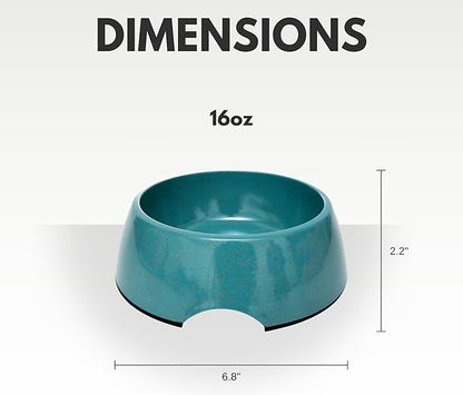 Country Living Set of 2 Teal Blue Bamboo Dog Bowls (16oz) – Naturally Sourced Bamboo Design, Non-Toxic, Durable, Dishwasher & Microwave Safe and Pet-Safe Feeding Dish, Ideal for Small to Medium Dogs