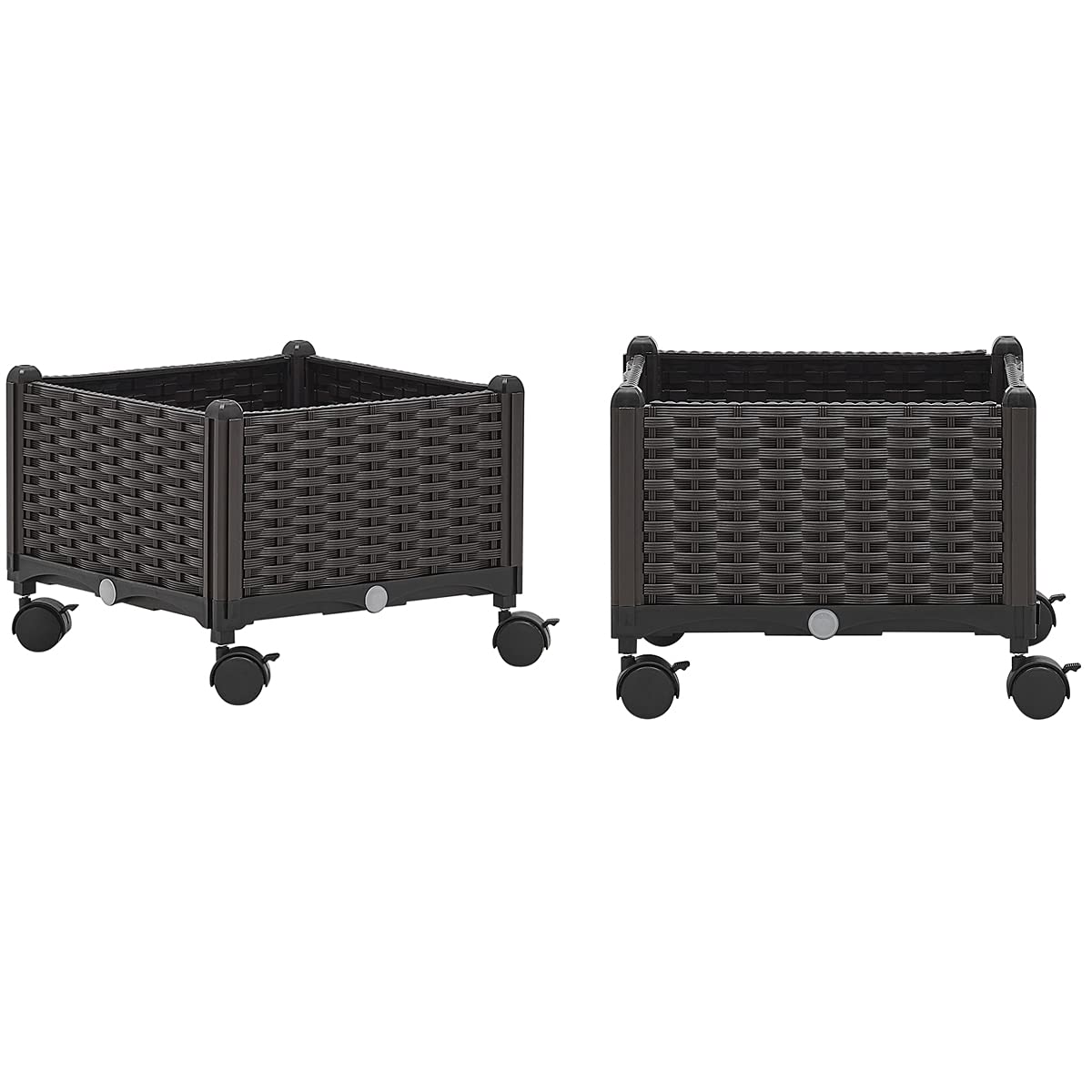 Barton 2 Pieces Rolling Garden Bed Brown Plastic w/Self-Watering Design Outdoor Elevated Planter Box Kit Wheels Mobile