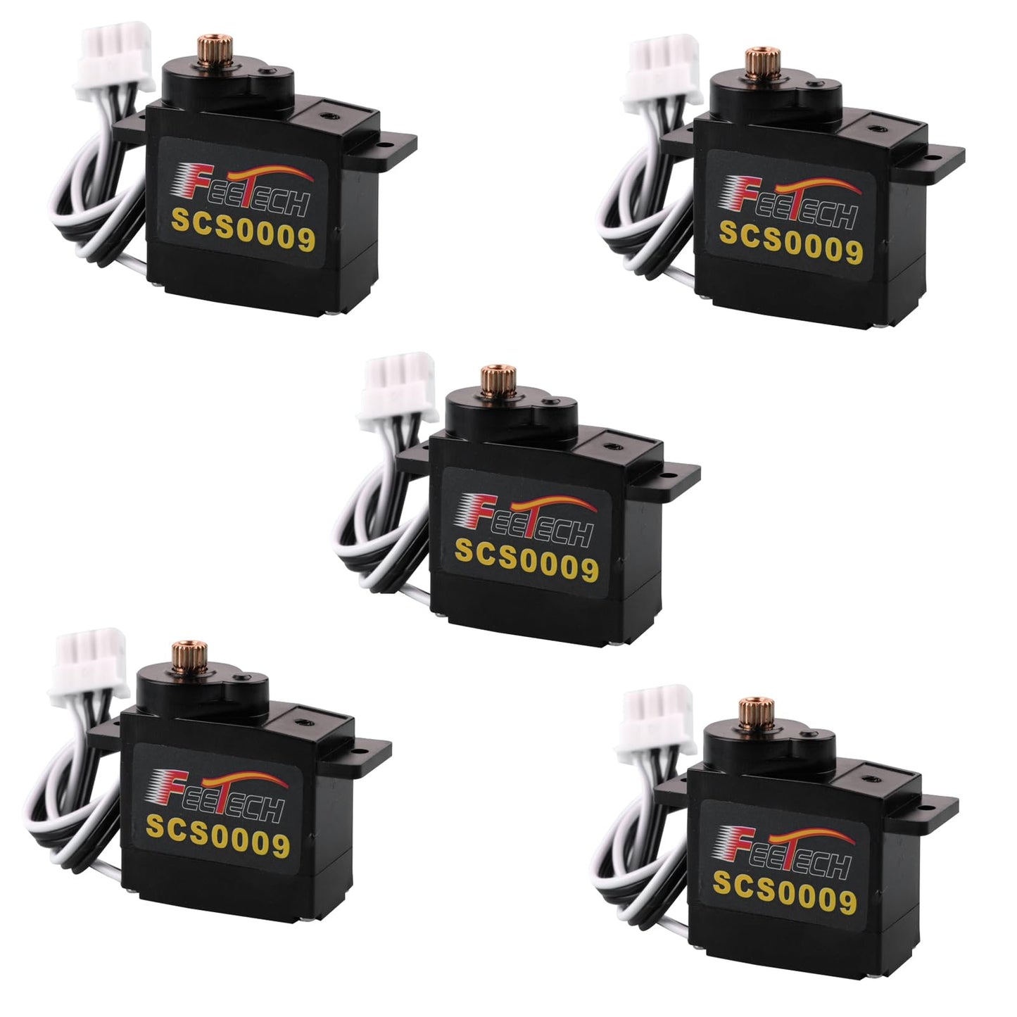 RCmall SCS0009 Serial Bus Servo Kit SCS0009 2.3KG Micro Servo Metal Gear w/300° Encoder TTL/RS485 for Robot Arm, RC Helicopter, Arduino, STEAM (5 Servos)