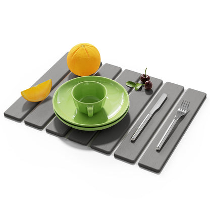 Stone Dish Drying Mat for Kitchen Counter,15.5''x11.8'' Foldable Quick Dry Stone Kitchen Mat,Eco-Friendly,Absorbent Diatomaceous Earth Mats for Dishes Bottles Cups Bathroom Any Countertop-Dark Gray