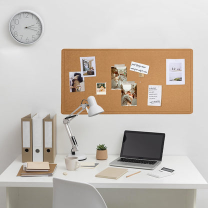 Lightomorrow Bulletin Board, 35 x 17 1/2 inches Felt Board - Decorative Pin Board, Cork Board Alternative for Wall, Foldable Self-Adhesive Vision Board Prayer Board with 20 Pushpins-Apricot