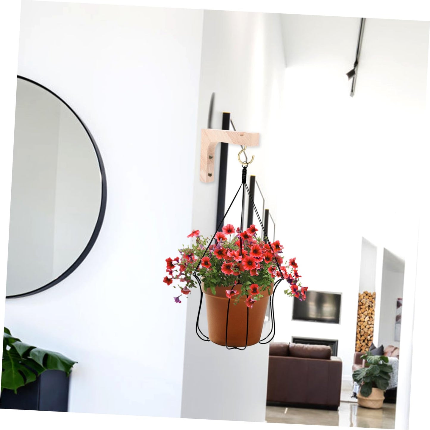 CONGARTENO Wooden Plant Hooks 2pcs Heavy-Duty Wall Mount Plant Hangers for Indoor and Outdoor Hanging Planters, Ceiling and Wall Mount Flowerpot Brackets, Natural Wood Finish