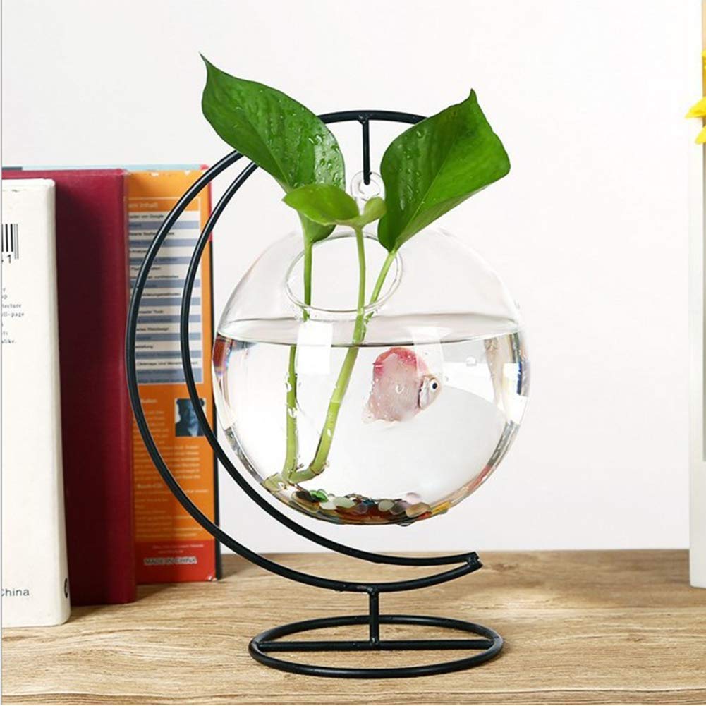 Archi Ornament Display Stand Holder Home Wedding Decoration Rack for Hanging Glass Globe Air Plant Flower Pot Stand Iron Pot Hook Stand Terrarium Witch Ball(Moon)