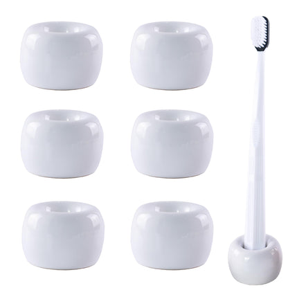 NiuYichee Set of 6 Sleek Mini Ceramics Toothbrush Holder, Small Ceramic Ring, Perfect Size for Bathroom Vanity Countertops