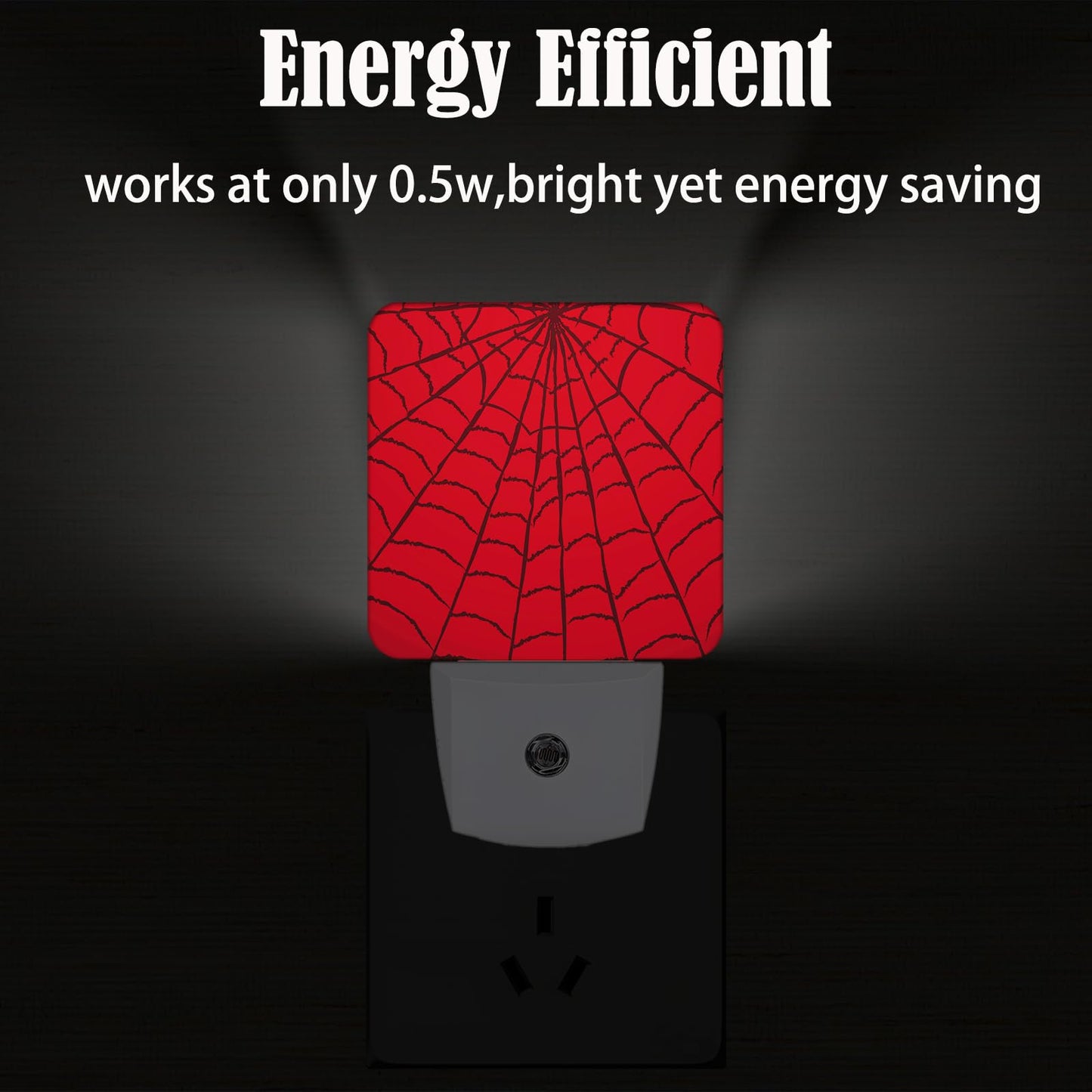 FSHVQKD Red Spider Web Night Light,Plug Into Wall Decor for Stairway,Hallway,Kitchen,Dusk to Dawn Sensor Nightlights for Boys/Girls/Women/Men Room Gifts