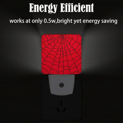 FSHVQKD Red Spider Web Night Light,Plug Into Wall Decor for Stairway,Hallway,Kitchen,Dusk to Dawn Sensor Nightlights for Boys/Girls/Women/Men Room Gifts