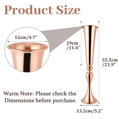 Gold Vase for Wedding Centerpiece, 2Pcs Metal Trumpet Vase 22" Tall Flower Stand for Wedding Table Centerpiece Decoration Floral Arrangement for Reception Bridal Party Decor