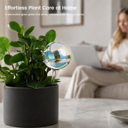 2Pack Iridescent Glass Self Watering Globes for Plants, 14 fl oz Automatic Plant Watering Bulbs Decorative Glass Plant Waterer