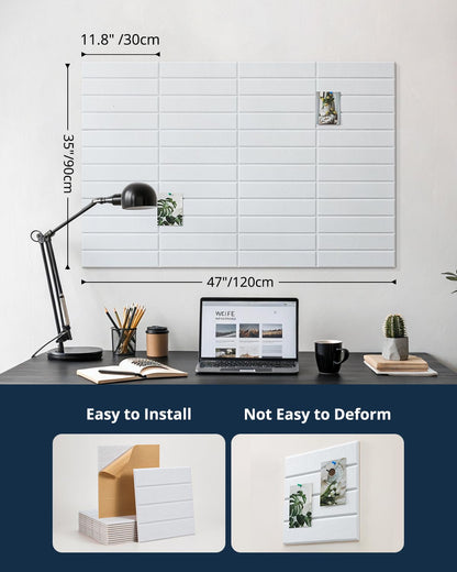 Woovio Cork Board 48"x36" Large Felt Bulletin Board with Self Adhesive, Cork Boards for Walls for Office-12 Pack Pin Board Use in Home Classroom Office Wall Decor White
