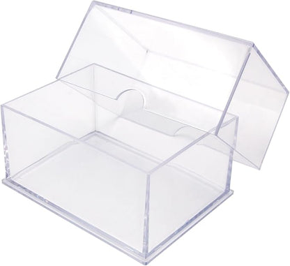 Gary Plastic Packaging 20-Pack Clear Acrylic Card Storage Boxes with Lids – Holds up to 100 Standard Trading Cards Each, Stackable Organizer for Sports & TCG Cards (Unsleeved)