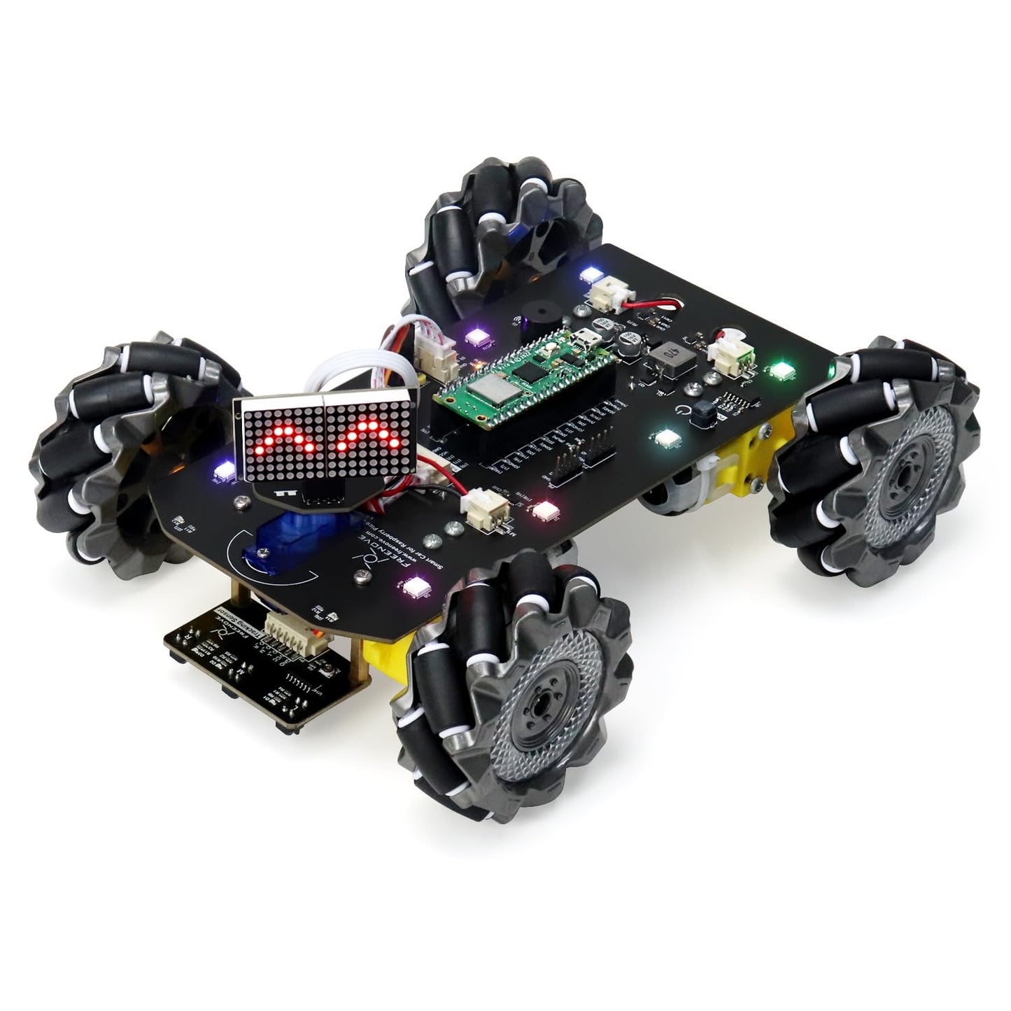Freenove Mecanum Wheel Car Kit for Raspberry Pi Pico W (Included) (Compatible with Arduino IDE), Dot Matrix Expressions, Obstacle Avoidance, Line Tracking, Light Tracing, Colorful Light, App